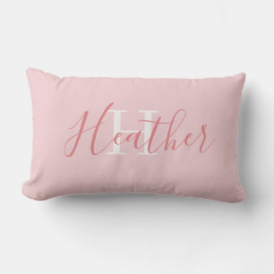 Feminine Pink with Name and Initial Lumbar Cushion