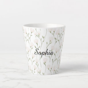 Feminine Pretty Blush Pink Flowers Latte Mug