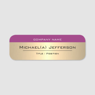 Feminine Purple Violet Gold Metallic Name Tag