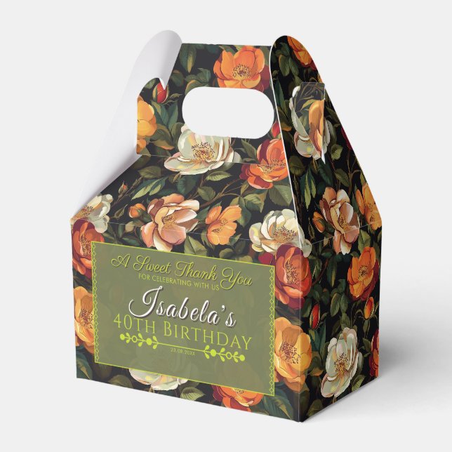 Feminine Rose Floral Birthday Celebration Favour Box (Front Side)