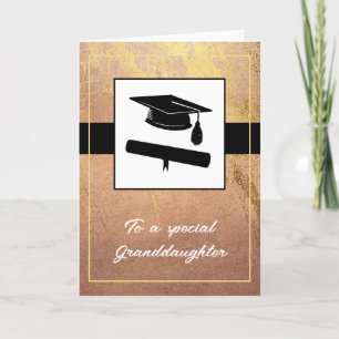 Feminine Rose Gold Marble Granddaughter Graduation Card