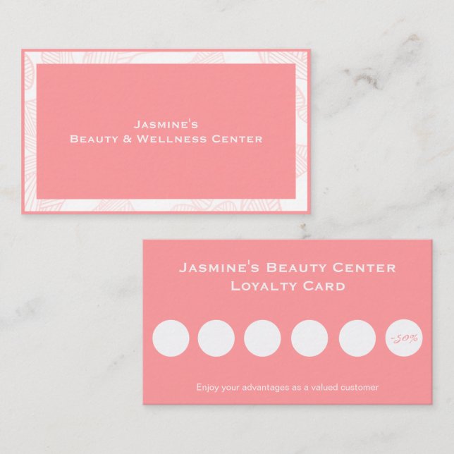 Feminine Rose Pink Beauty Center Loyalty Card (Front/Back)