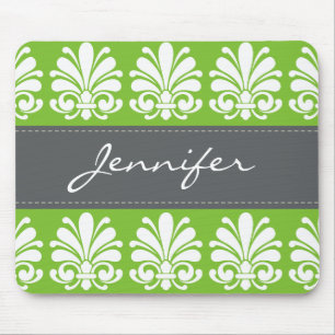 Feminine Shell Flourish Damask Personalised Mouse Pad