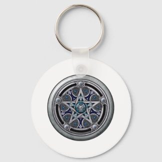 Feminine Silver Pagan Pentacle Key Ring