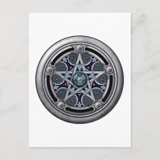 Feminine Silver Pagan Pentacle Postcard