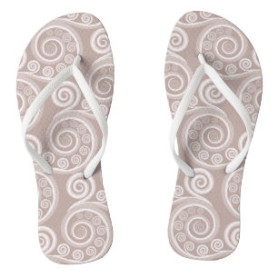 Feminine Silver-Pink Fern Leaves Flip Flops