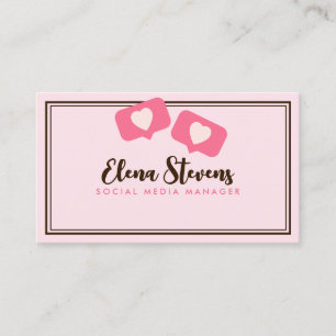 Feminine Social Pink Script Text QR code Business Card