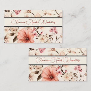 Feminine soft neutral coloured floral business card