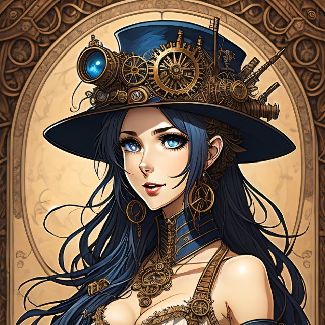 Feminine steampunk woman v13 tissue paper Decoupag (Creator Uploaded)