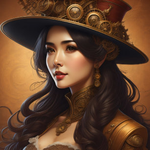 Feminine steampunk woman v9 tissue paper Decoupage