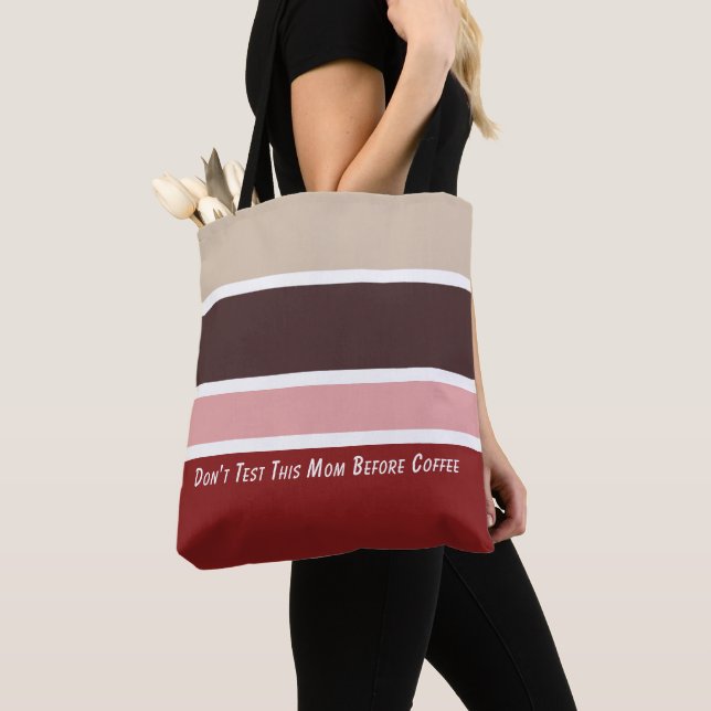 Feminine Stripes Coffee Mum Quote Tote Bag (Close Up)