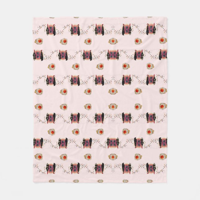 Feminine Surrealism in Warm Tones Fleece Blanket (Front)