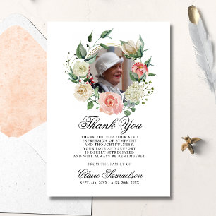 Feminine Sympathy Thank You Watercolor Floral Pink