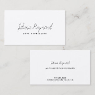 feminine thin handwritten cursive on white business card