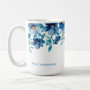 Feminine Trendy Monogrammed Botanical Coffee Mug