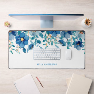 Feminine Trendy Monogrammed Botanical Desk Mat