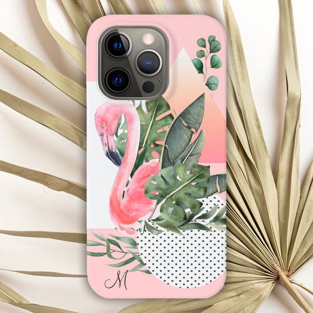 Feminine Tropical Flamingo with Monogram Case-Mate iPhone Case (Creator Uploaded)