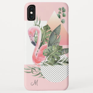 Feminine Tropical Flamingo with Monogram Case-Mate iPhone Case