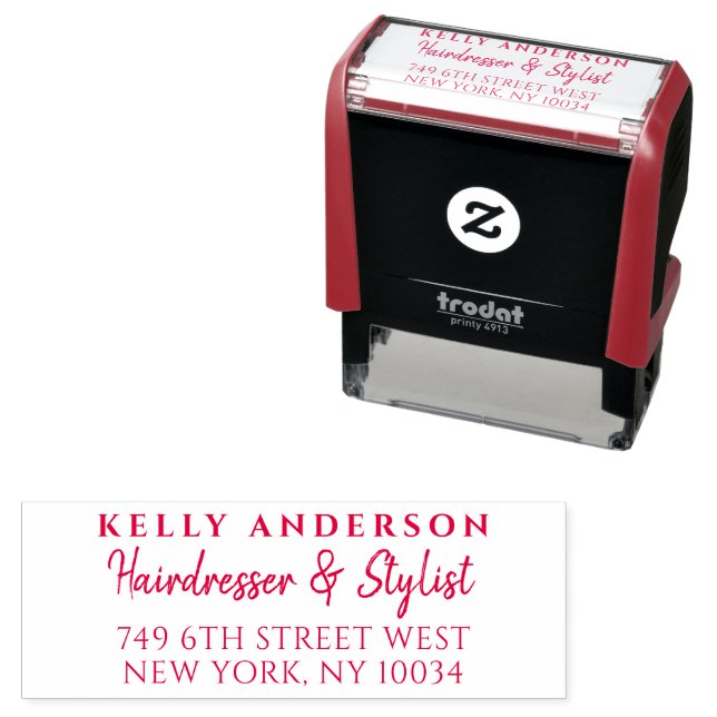 Feminine Typography Business Name Hairdresser Self-inking Stamp (In Situ)