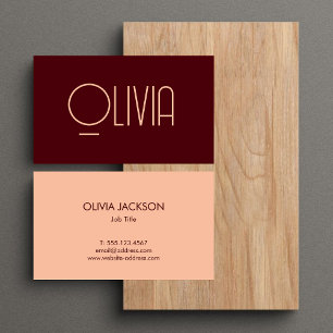 Feminine Unique Red & Pink Script Business Card