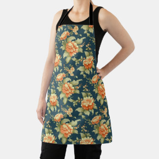 feminine vintage blue floral old style apron