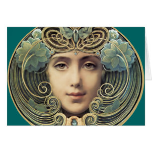Feminine Vintage Nouveau Beauty Greeting