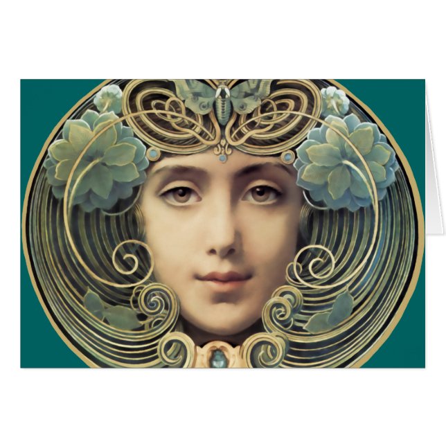 Feminine Vintage Nouveau Beauty Greeting (Front Horizontal)