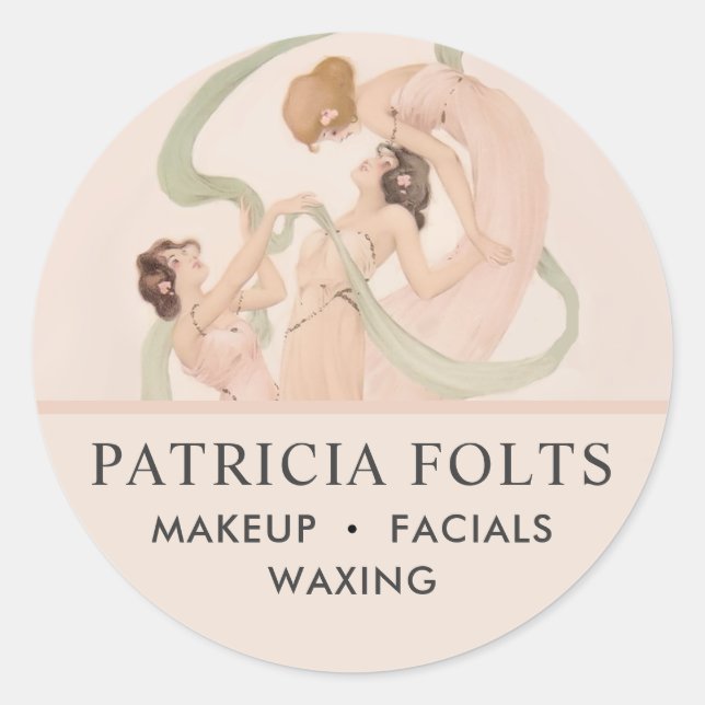 Feminine Vintage Nouveau Mayflies Classic Round Sticker (Front)