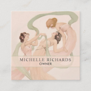 Feminine Vintage Nouveau Mayflies Square Business Card