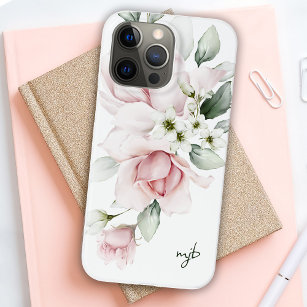 Feminine Watercolor Floral with Monogra Initials Case-Mate iPhone 14 Pro Max Case