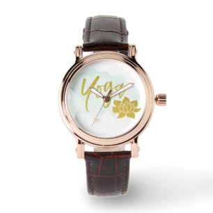 *~* Feminine Watercolor Gold Glitter Yoga Lotus Watch