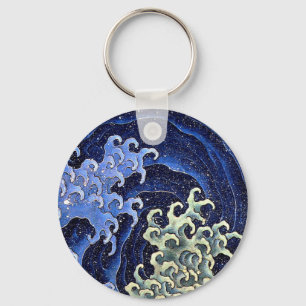 Feminine Wave Japanese Vintage Katsushika Hokusai Key Ring