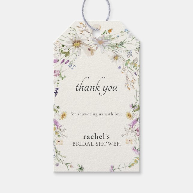 Feminine Wildflower Bridal Shower Favour Tag  (Front)