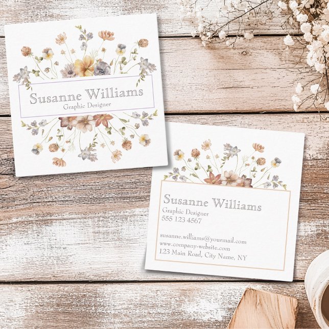 Feminine wildflower  square business card (Creator Uploaded)