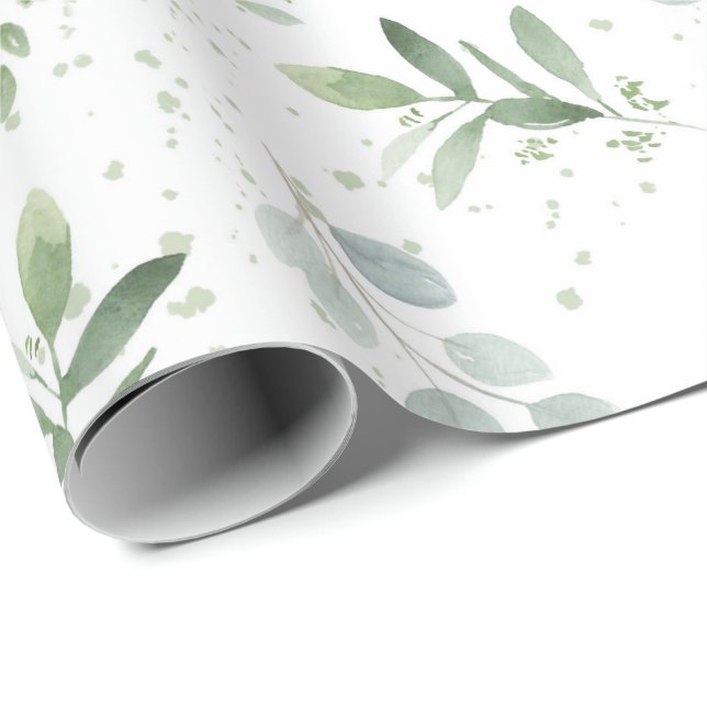 Feminine Wrapping Paper watercolor greenery (Roll Corner)