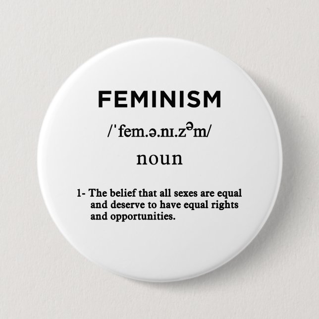 feminism definition white circle 7.5 cm round badge (Front)