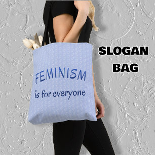 Feminism for everyone blue patterned tote bag