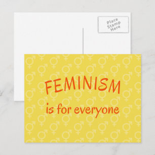 Feminism for everyone yellow postcard