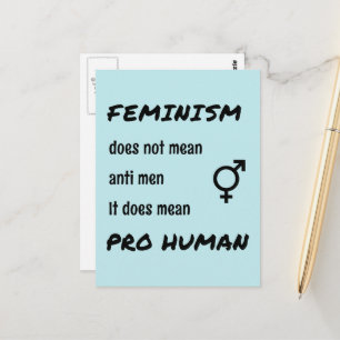 Feminism pro human slogan postcard