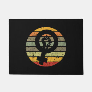 Feminism Symbol Design Retro Vintage, 70s 80s 90s Doormat