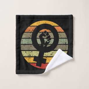 Feminism Symbol Design Retro Vintage 70s 80s 90s F Wash Cloth