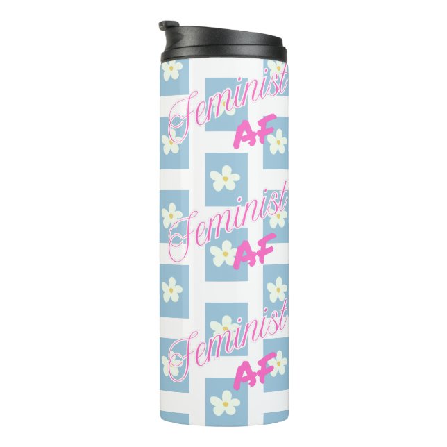 Feminist AF - fun flowery water bottle (Rotated Right)