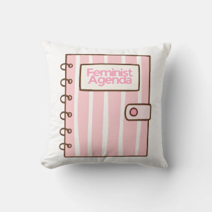 Feminist Agenda Pink Book Design Cute Girly Femi Cushion