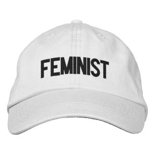 Feminist black white modern bold embroidered hat