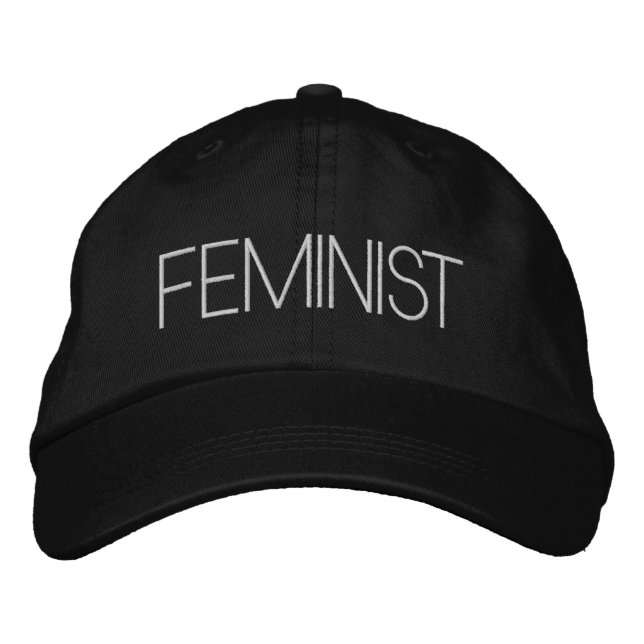 Feminist black white modern embroidered hat (Front)
