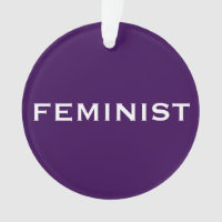 Feminist, bold text on light and dark purple