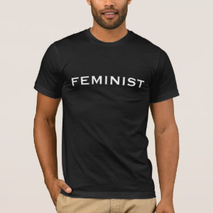 Feminist—bold white text on black T-Shirt