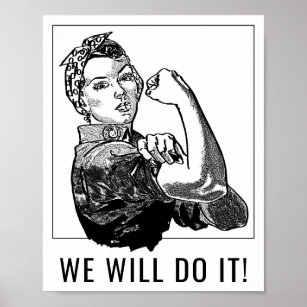 Feminist "Can Do" Rosie Riveter Graphic Line Art Poster