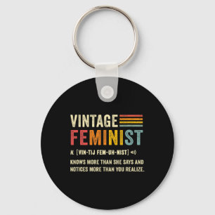 Feminist Definition Knows More Than She Says Retro Key Ring