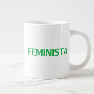 Feminist feminista in Spanish green white modern Large Coffee Mug
